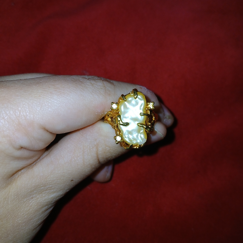 18K Gold Electroplated. Cubic Zirconia and White Stone